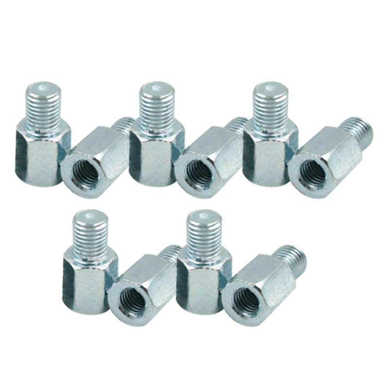 Thread Reducer M10 M8 Converter Motorcycle Rearview Mirror Conversion Screw Adapter Thread Chrome Pack of 10 image 2
