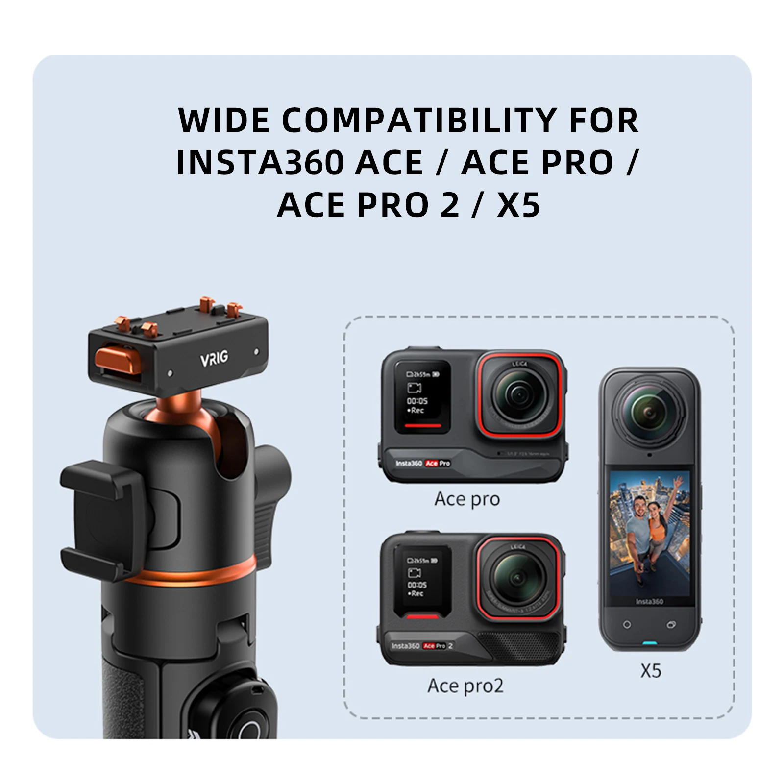 VRIG 360 ° Kugelkopf Magnetischer Selfie-Stick Stativ für Insta360 Ace Pro 2/ Ace Pro/ X5 Bluetooth-Kamera Stativ für Vlog Live-Video – Detail 10