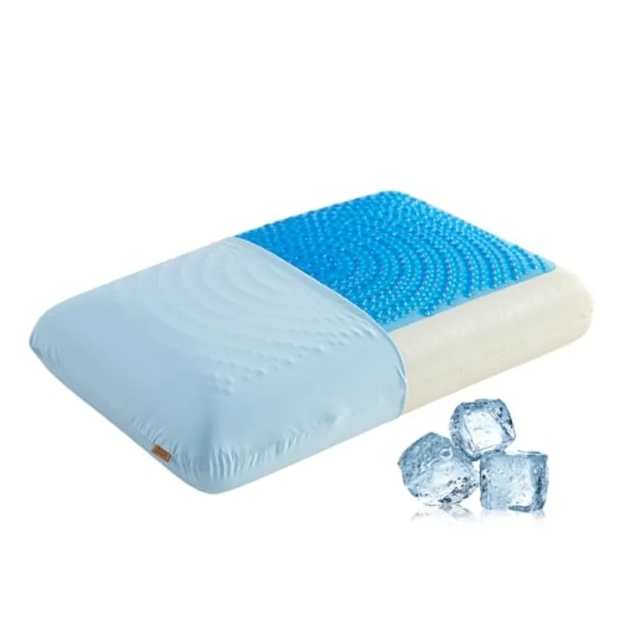 Gel Cooling Memory Foam Pillow for Side, Back and Stomach Sleepers for Sleeping, Standard Size Cool Bed Pillow, Removable and M
