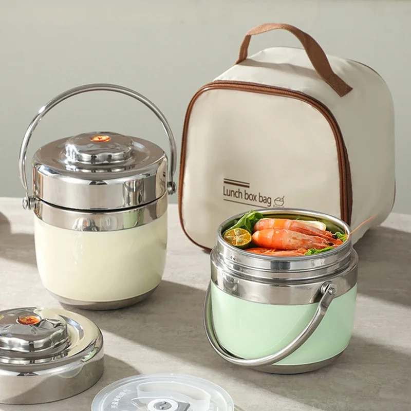 Portable Thermal Lunch Box for Office Workers And Students 304 Stainless Steel Bento with Chopsticks And Spoon Food Container