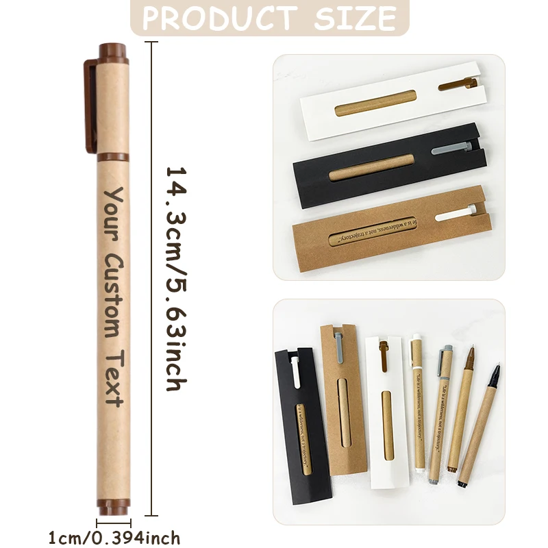 20Sets Personalized Paper Ballpoint Pens Set with Paper Box for Promotional Gifts Holiday Advertising Favors Customized Gifts