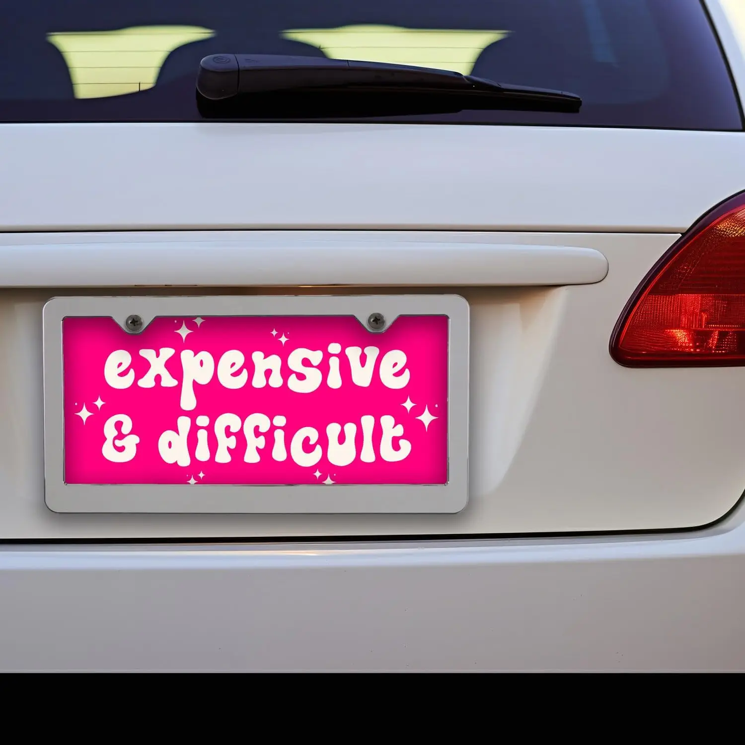 لوحة ترخيص ألومنيوم باهظة الثمن وصعبة للنساء، لوحة ترخيص مضحكة، لوحات زينة للسيارات وإكسسوارات السيارات الوردية