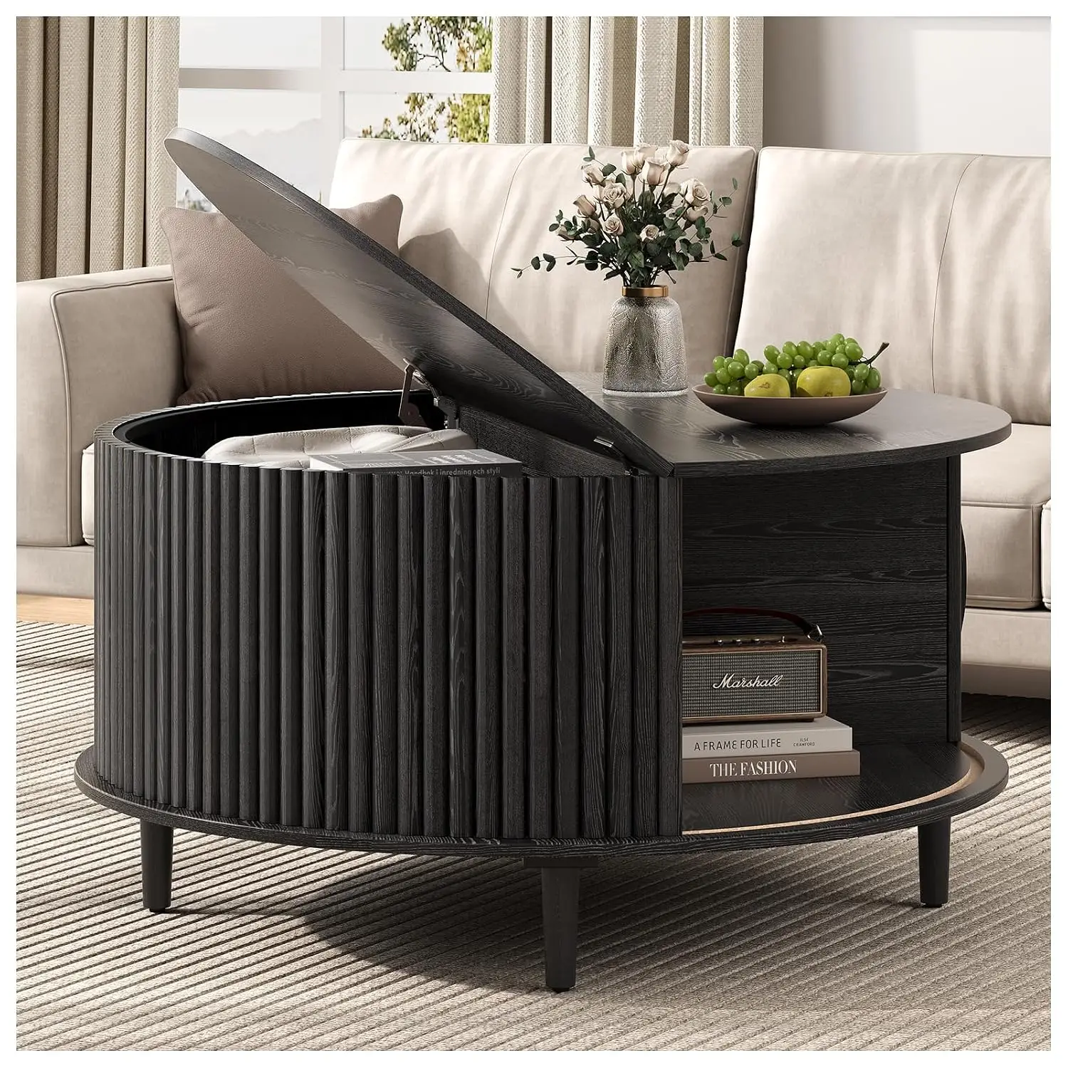 Round Coffee Table with Storage, 31.5