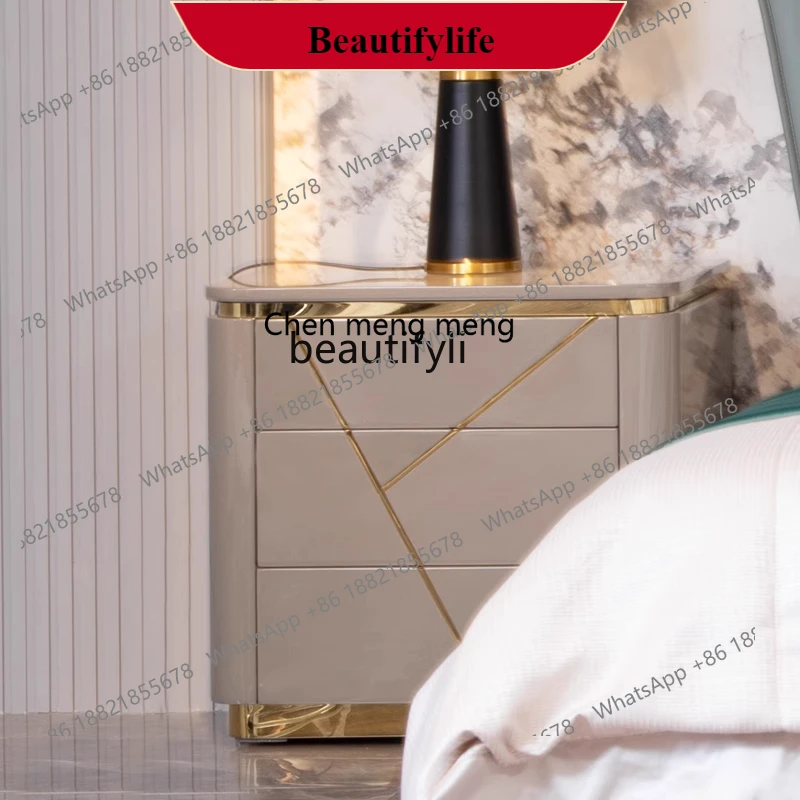 

G153 Italian light luxury bedside table Hong Kong light luxury bedside table simple post-modern storage cabinet baking paint