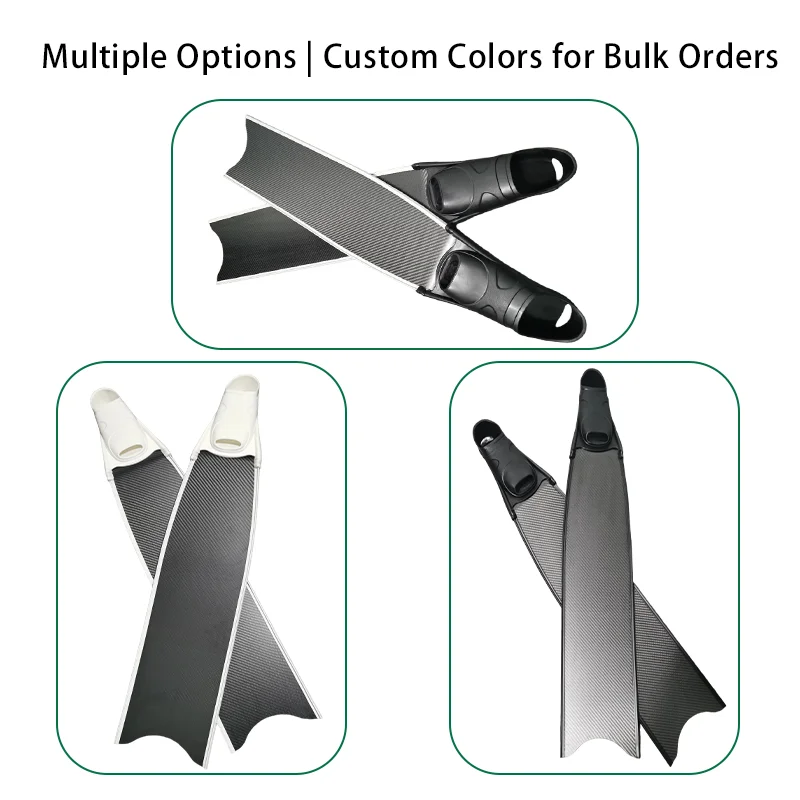 Professionally coated carbon fiber flippers for freediving, unisex long blade snorkeling, harpoon fishing, swimming flippers