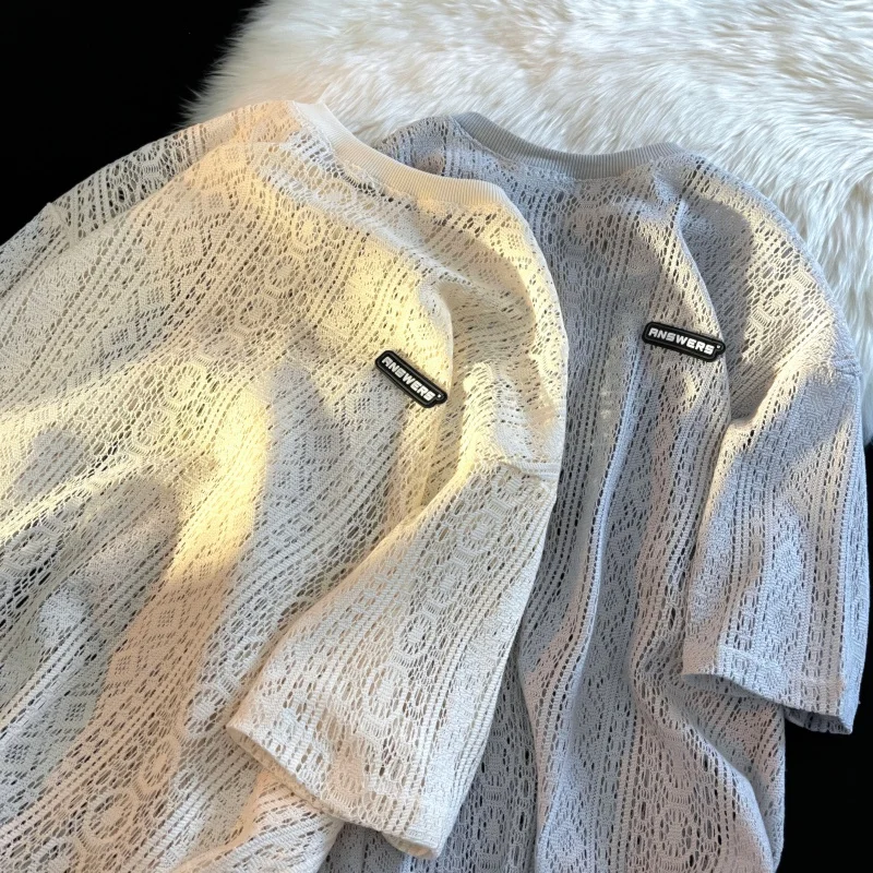 2026 Summer Men's Mesh-Impacting Fashion T-Shirt - Loose-Fitting, Breathable, Unique Patterned Short Sleeve