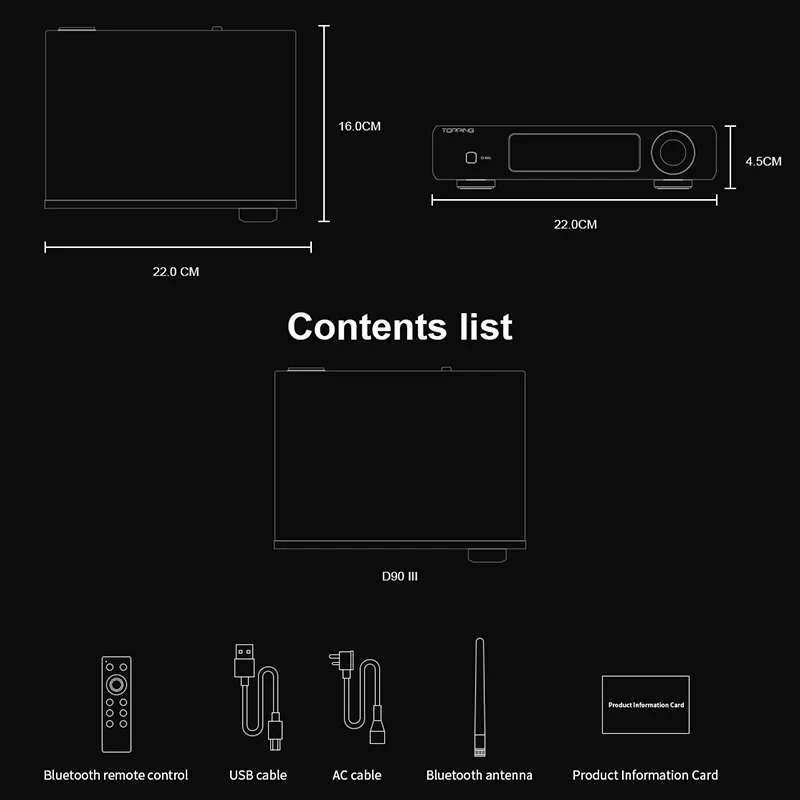 TOPPING D90 III SABRE HiFi Digital Music Audio Decoder Dual ES9039Pro MQA USB DAC Bluetooth 5.1 DSD512 PCM768kHz Balanced D90III