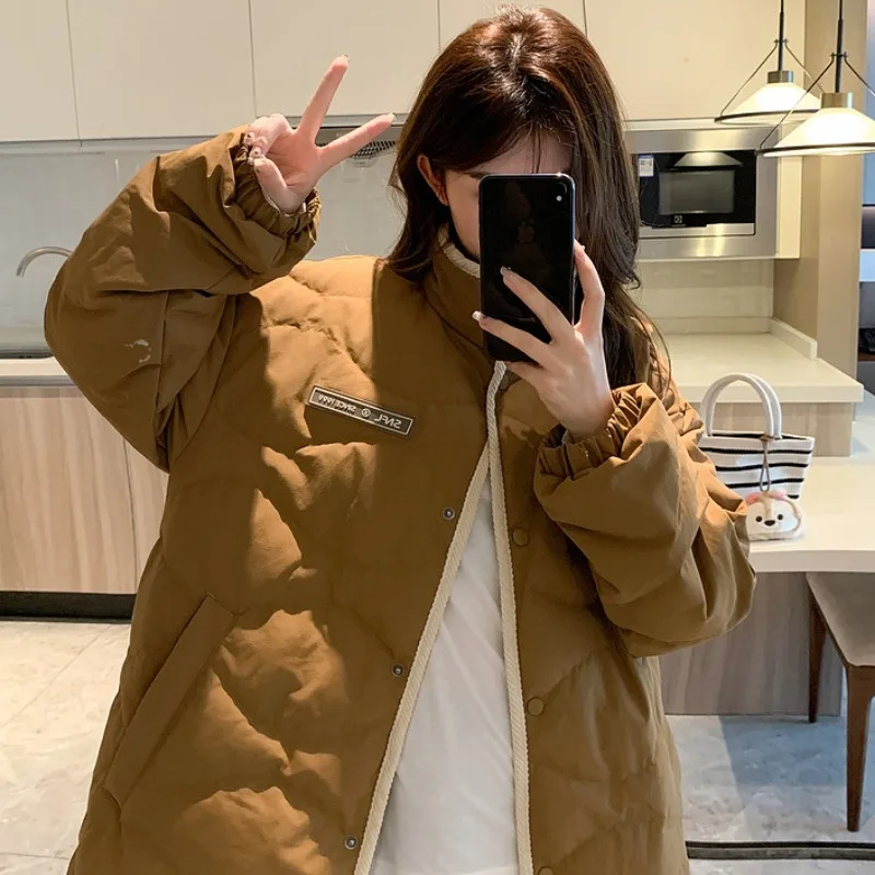 New Versatile Loose Cotton-padded Clothes Women's Medium and Long Winter Coats Thickened Warm Fashionable Foreign Style