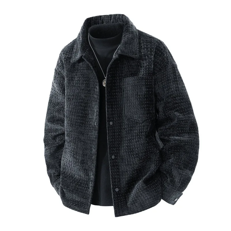 

Autumn Man Coat New Simple Solid Color Turn Down Collar Male Outerwear Single-breasted Long Sleeve Loose Soft Daily Men Jacket
