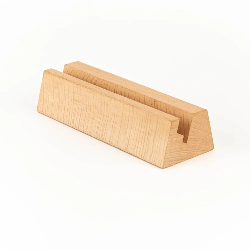 12-21 CM Wooden Desk Calendar Holder Natural Stable Base Postcard Holder Solid Wood Multi-Functional Card Display Stand