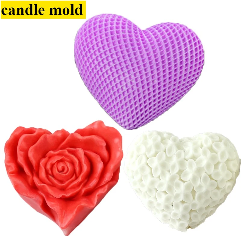 1 stücke Große Liebe Blume Silikon Kerze Form 3D Herzförmige Seife Gips Handwerk Form Diy Schokolade Kuchen Werkzeug Valentinstag geschenk