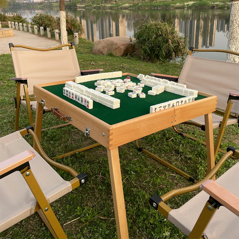 

Outdoor Portable Folding Mahjong Table Camping Style Mini Hand Rubbing Picnic Camping Travel Mahjong Set