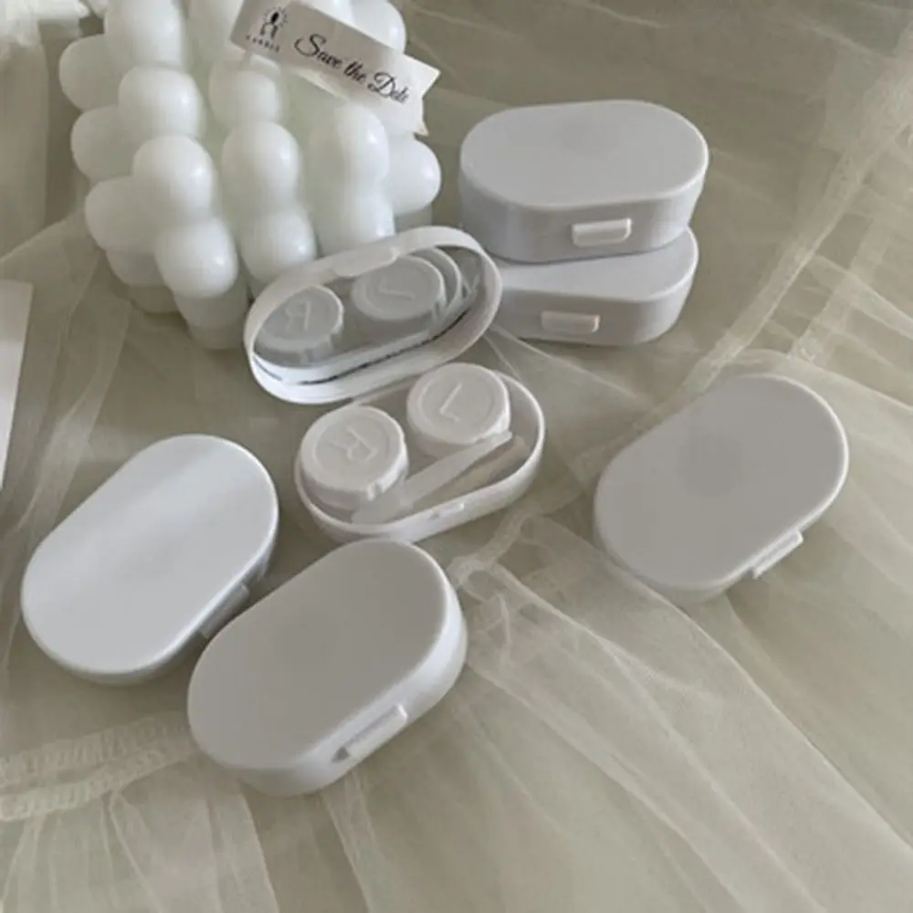 Candy Color Mini Contact Lens Case Portable Simple Contact Lens Box Cream Blast Solid Color Contact Lens Care Box Student