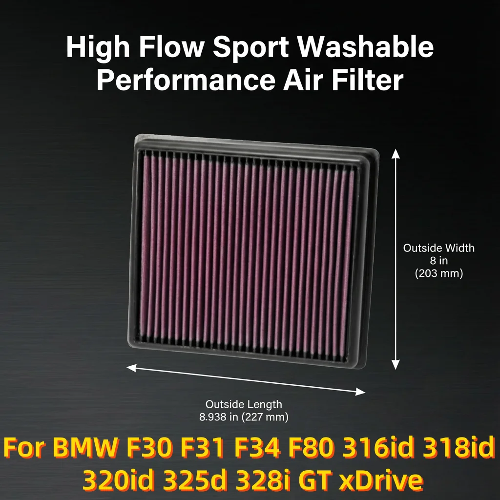 

Высокопроизводительный моющийся воздушный фильтр для BMW F30 F31 F34 F80 316id 318id 320id 325d 328i GT xDrive, 33-2990 13718507320