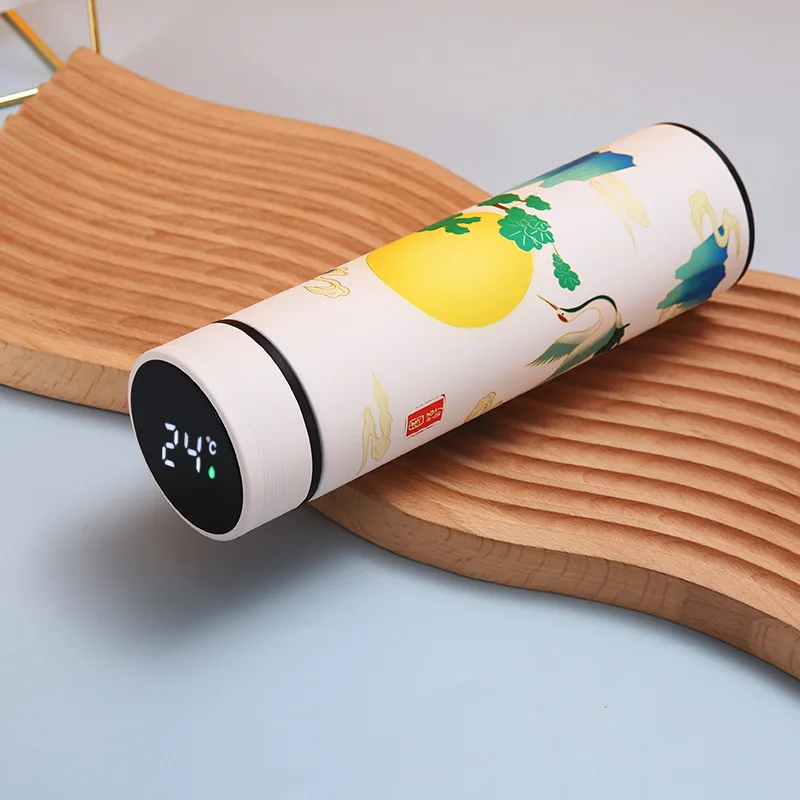 Creative National Water Bottle 304 Stainless Steel Intelligent Insulation Touch Display Vacuum Mup Beautiful Chinese Style Cup