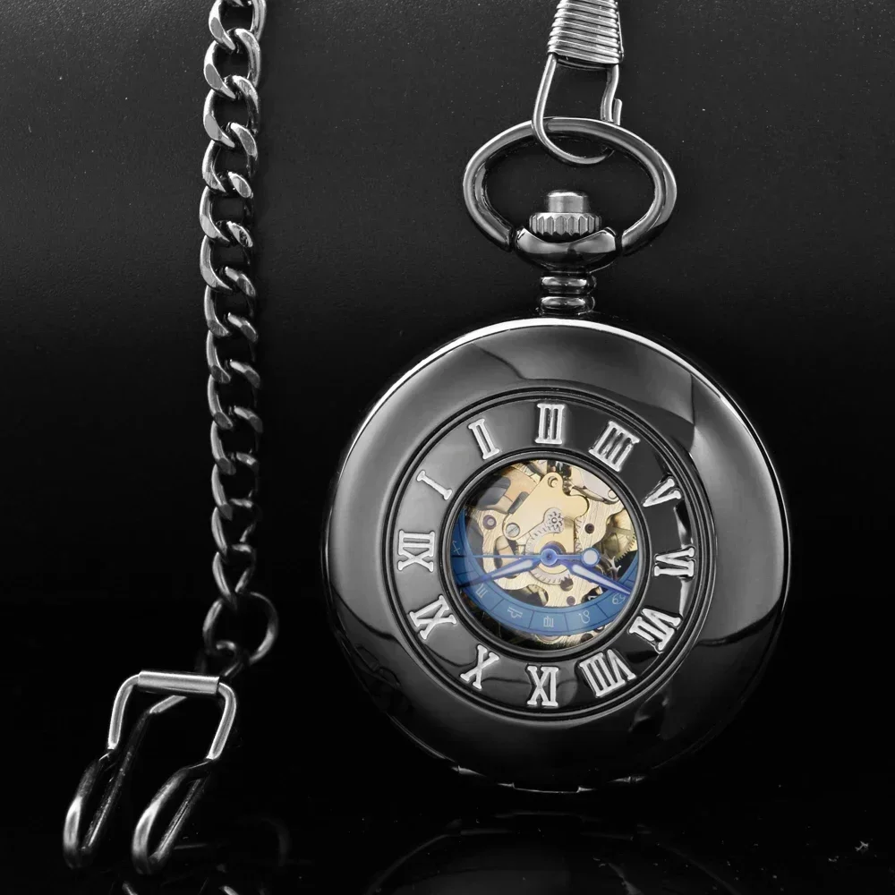 

NEW Hollow Hand Wind Mechanical Pocket Watch Men Brown Bronze Steampunk Vintage Pendant Fob Watch With Chain PJX1667