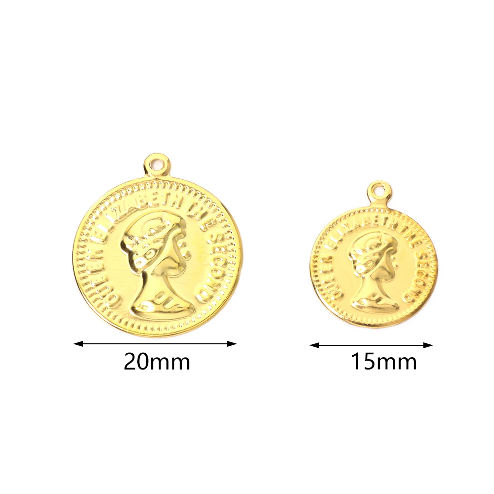 50/100pcs 15/20mm Vintage Iron Sheet Pendant Metal Beauty Head Portrait Round Pendant For Jewelry Making DIY Necklace Supplies image 2