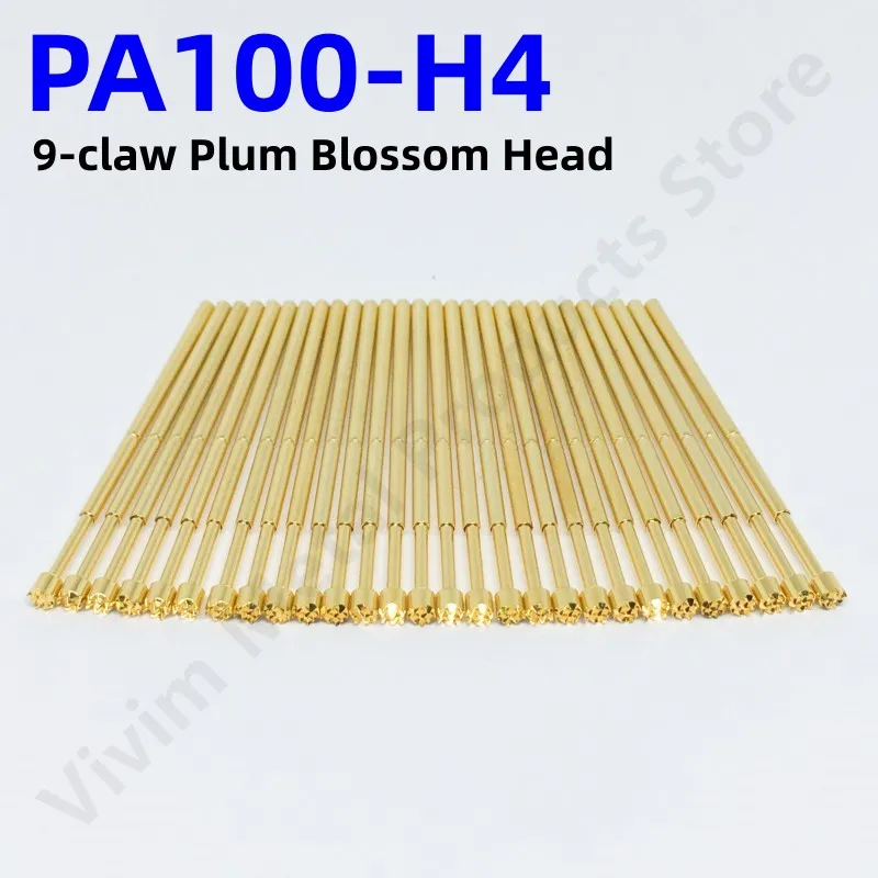 

100PCS PA100-H4 33.35mm 9-claw Plum Blossom Head Test Pin Dia 2.0mm Needle Spring Test Probe P100-H4 Test Pogo Pin P100-H