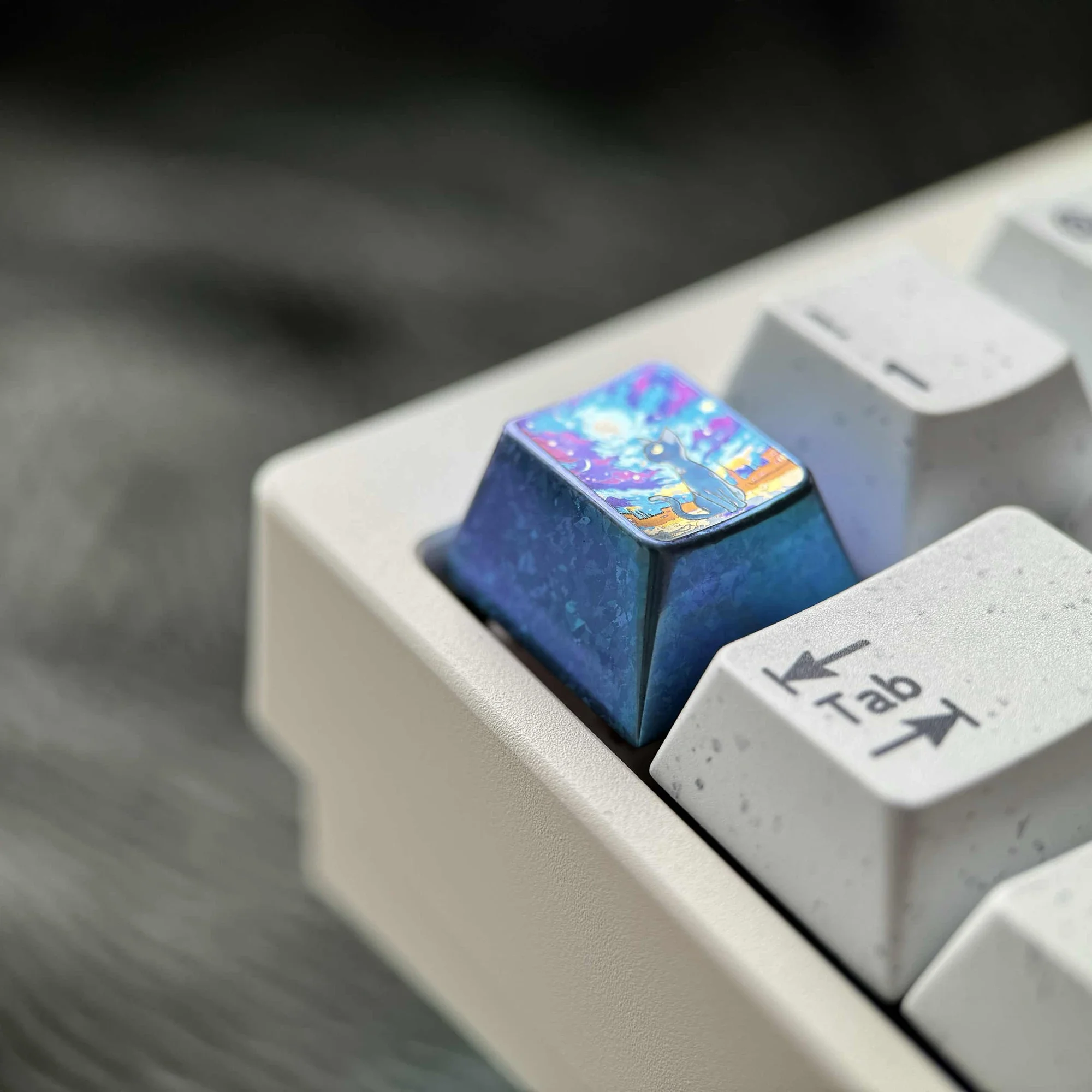 

Starry night Cat theme anime keycap 1U titanium alloy mechanical keyboard custom keycap cross axis gaming keyboard gift