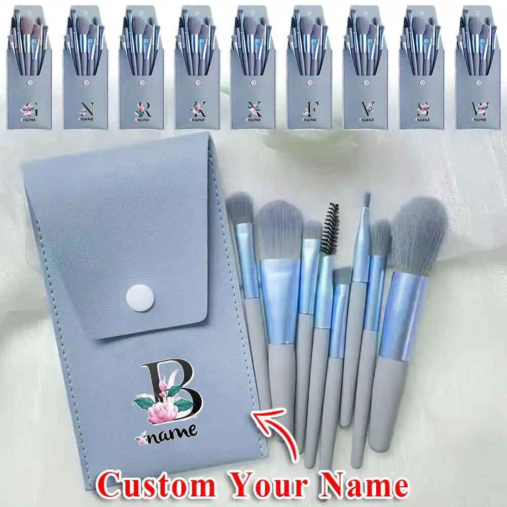 Customized Name Soft Bristle Makeup Brush Kit Eight Specialized Beauty Tools For  Eyeshadow Brow Lip With Storage Pouch