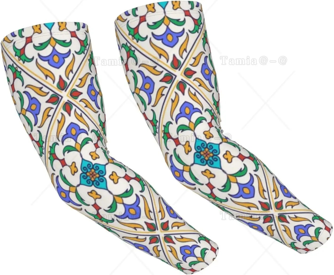 

Mexican Talavera Ceramic Tiles Arm Sleeves Uv Protection Sun Unisex Sport Ice Silk Sleeves