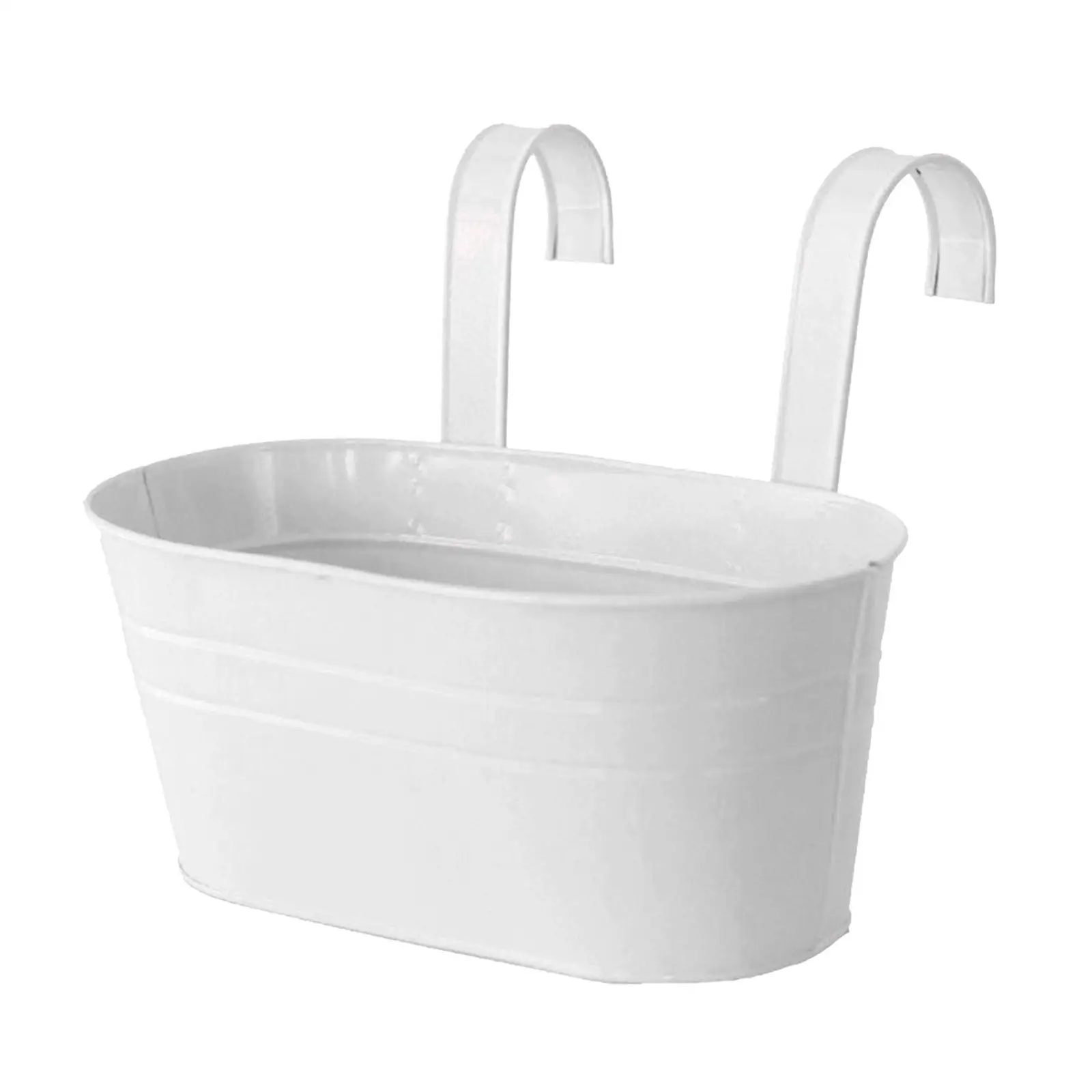 Metal Hanging Flowerpot Large Oval Iron Planter Double Hook Garden Pots for Outdoor Balcony Railing Decoration