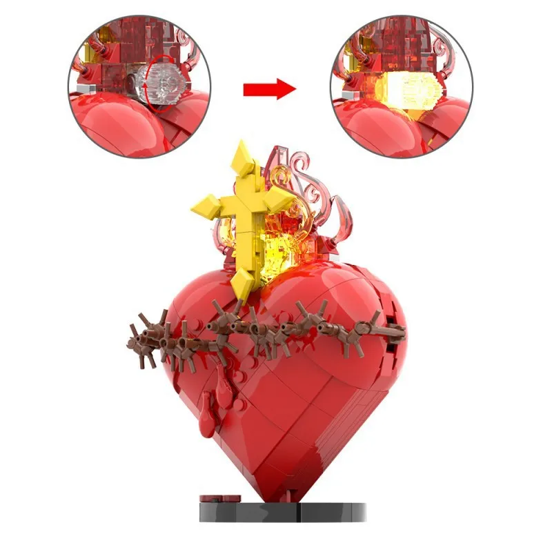 

Holy Son Thorn Heart S0045 Light Up Building Blocks DIY Assemble Desktop Decor Kids Holiday Collectible Gift Model