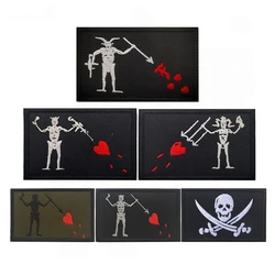 Pirate Edward Beard Embroidered Fabric Patch With Three Crosses and Red Heart Patch Armband Badge Military Patches for Clothing