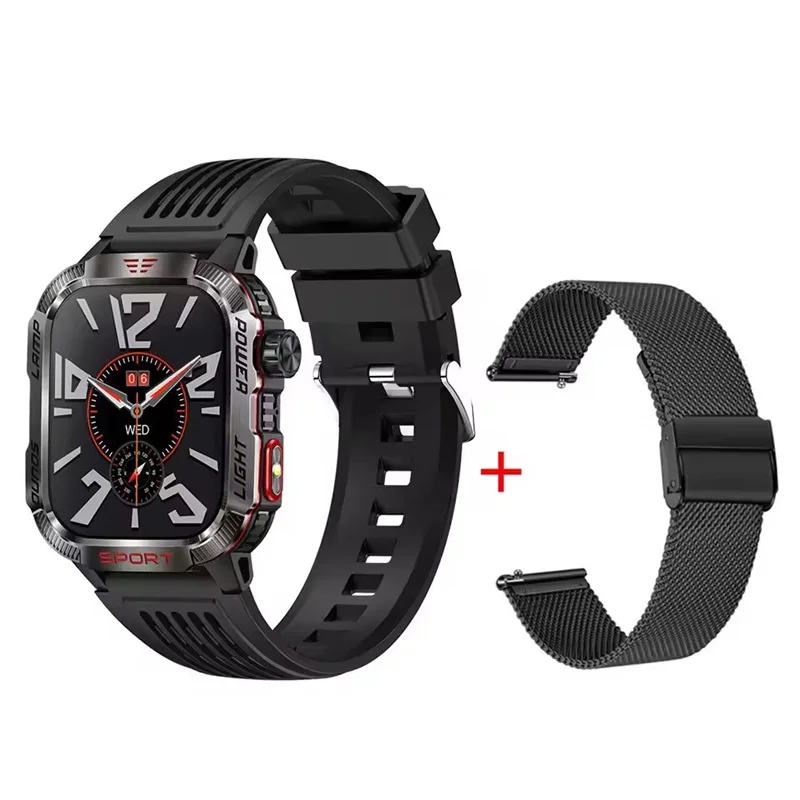 

New Military Smart Watch Men Flashlight Compass Waterproof 600mAh Battery Outdoor Sport Tracker Bluetooth Call Smartwatch