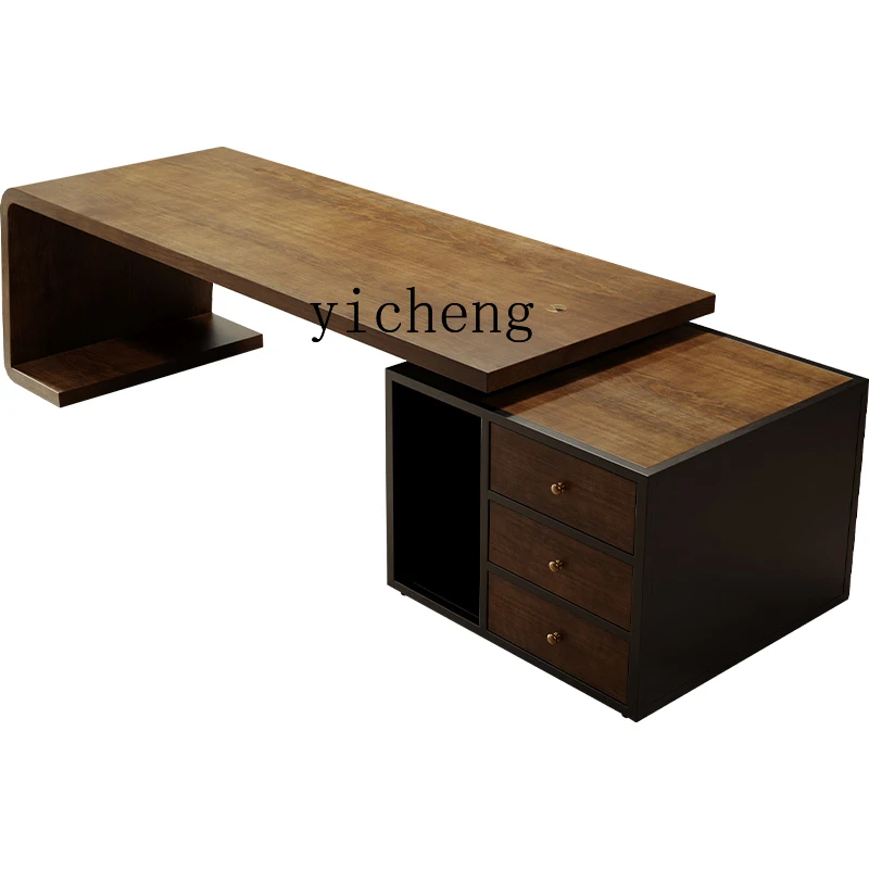 ZK solid wood  big desk creative computer desk special-shaped log boss workbench single large desk