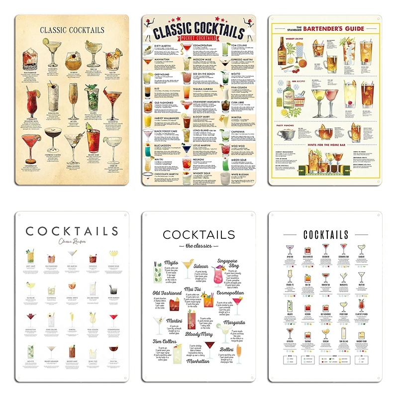 

Коктейльная диаграмма, классический коктейльный постер от карманных коктейлей, металлические вечерние домашние таблички, индивидуальный постер с жестяной вывеской