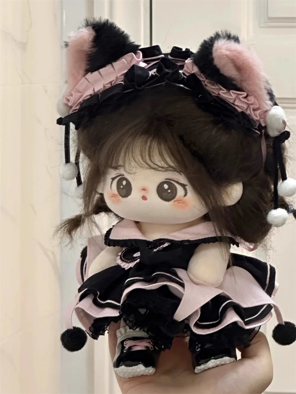 ロリータ-子供のためのピンクと黒の猫のスーツ,20cmの人形のおもちゃの服,コスプレ衣装,子供へのギフト,かわいい,かわいい