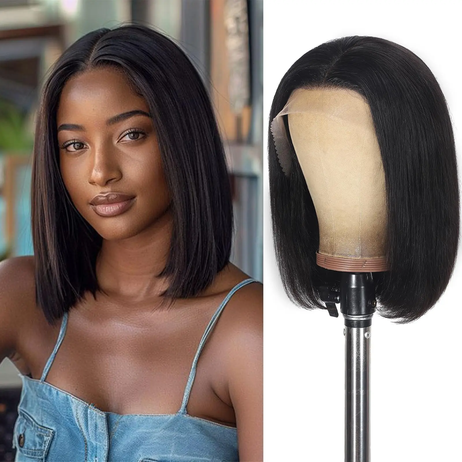 

Short Straight Bob Wigs Human Hair 13x4HD Lace Frontal Wig Human Hair Short Straight Frontal Bob Wigs Pre Plucked with Baby Hair