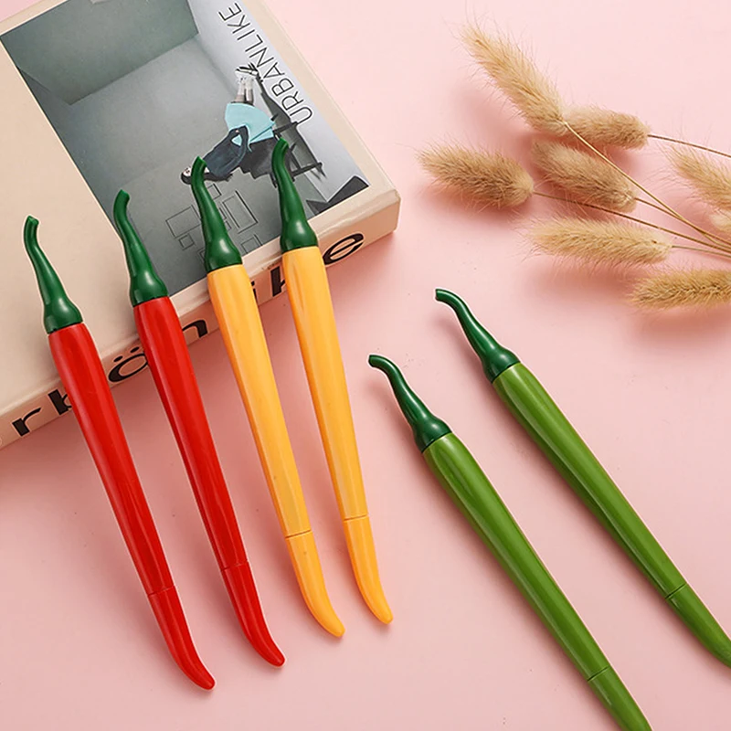 5Pcs Cartoon Simulation Chili Shape Writing Pens Lovely Novelty Vegetable Gel Pens Stationery Student Signature Pens Gifts