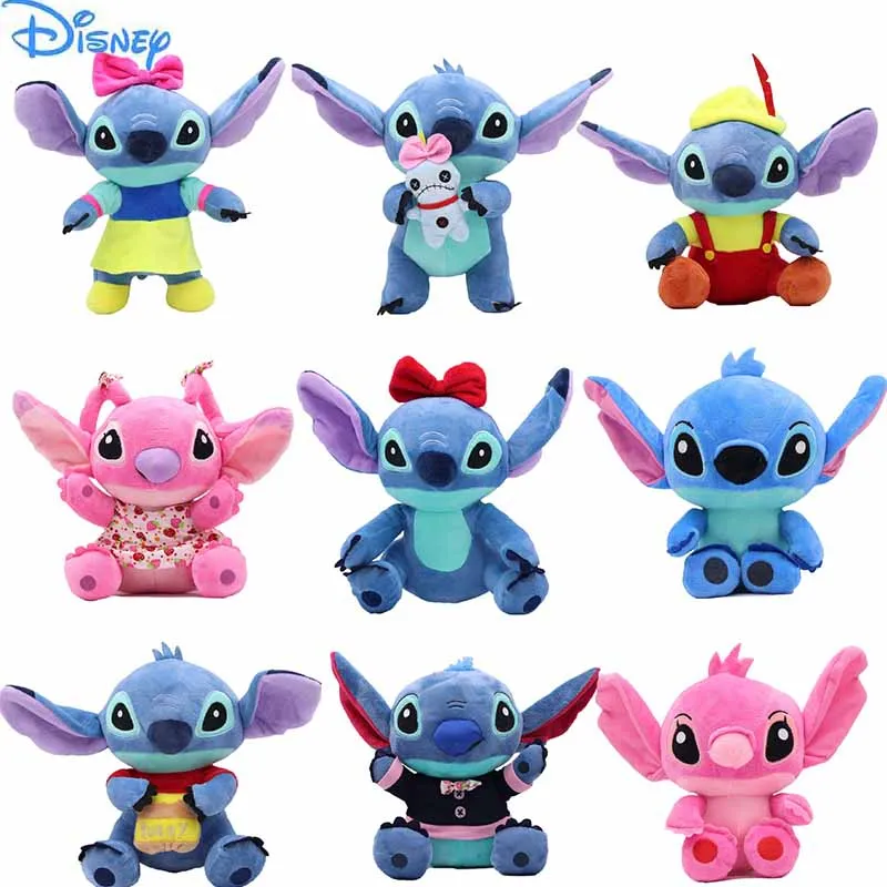 25cm 22cm Disney Stitch Angel Plush Cute Anime Cartoon Toys Dolls Plush Car Desk Decoration Birthday Gifts For Children Kid Fan