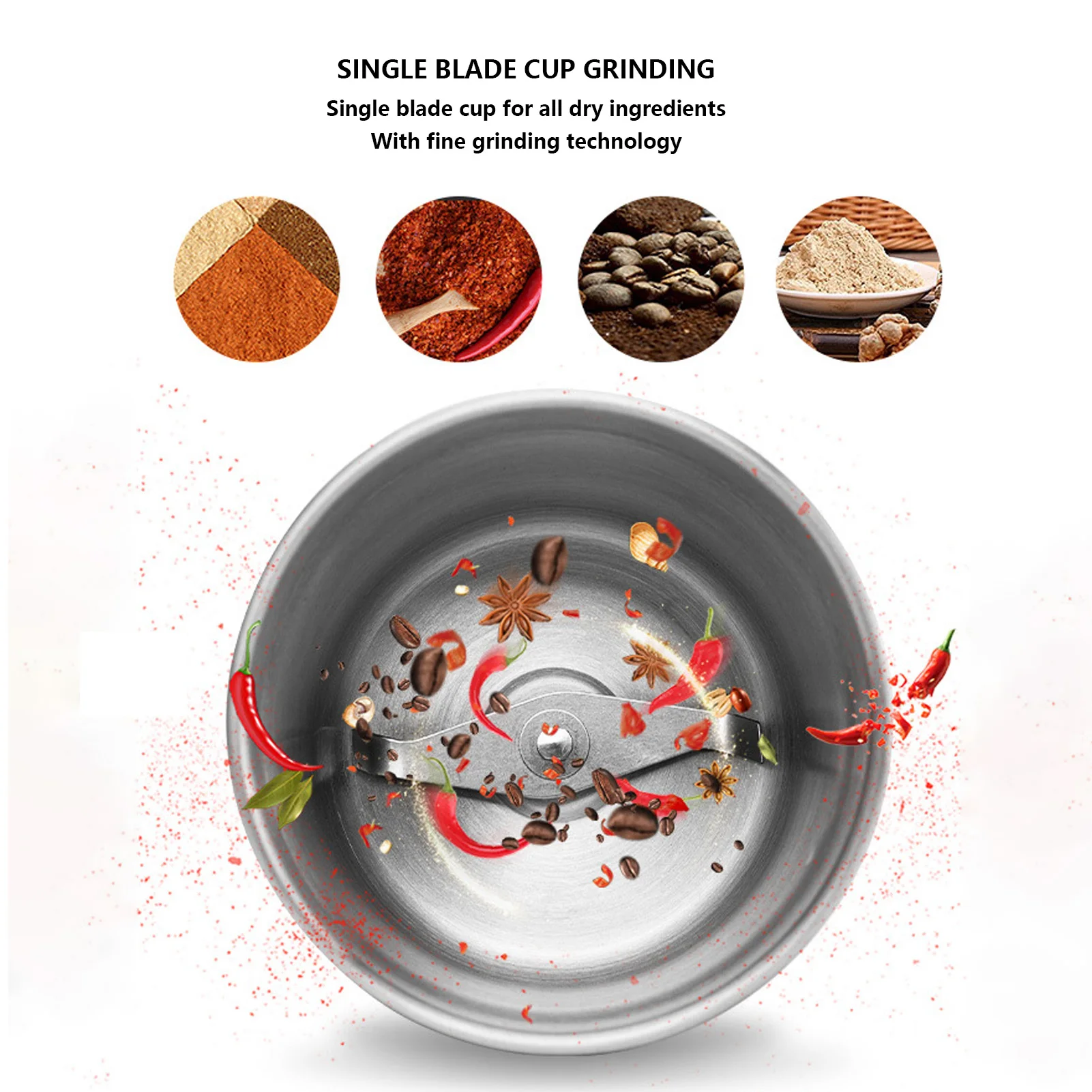 Small Electric Grinder  Portable Multi Functional Single Blade Cup 100g Capacity Electric Coffee Mill for Nuts for Cereals