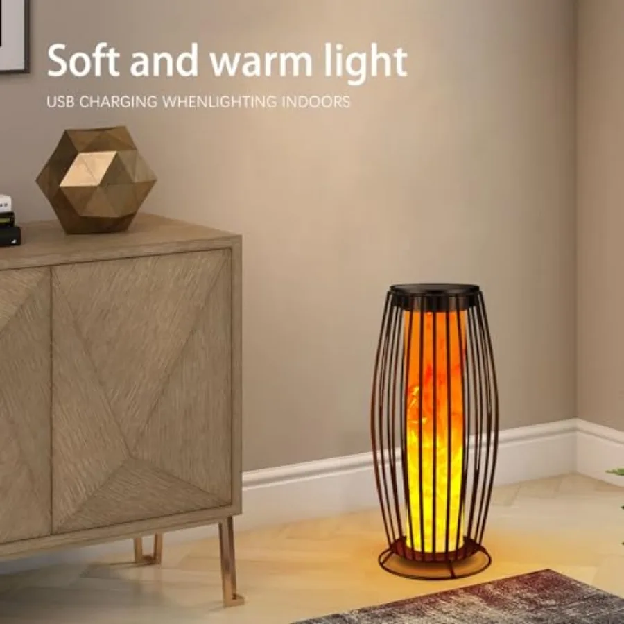 Solar Outdoor Floor Lamp Flickering Flame Solar Outdoor Light Solar Lanterns Outdoor Waterproof Auto On/Off Solar Lantern for P view 4