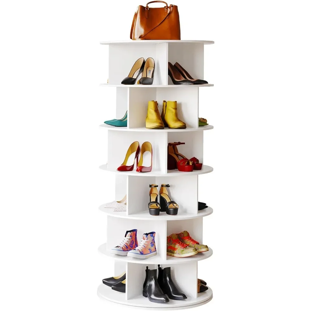 6-layer rotating shoe rack storage box, rotating shoe tower lazy Susan, 360 degree rotating rack storage, vertical handheld