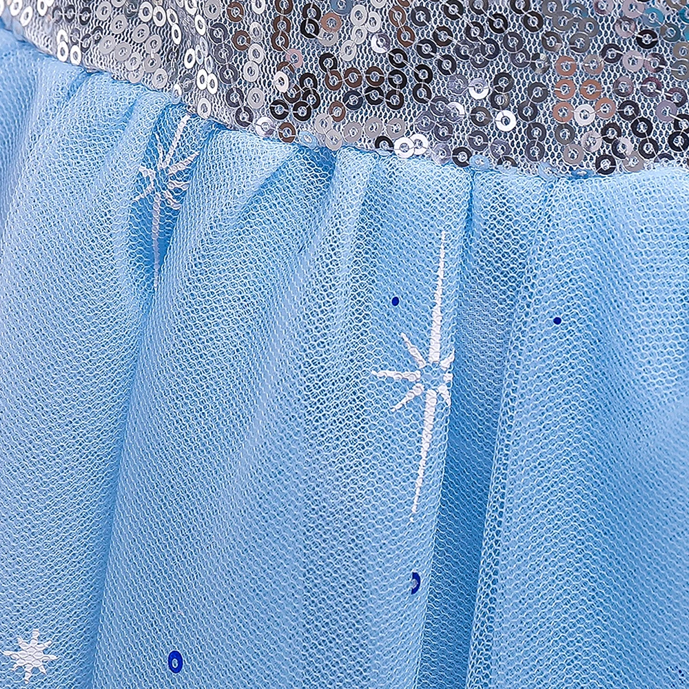 Karneval Cosplay Schneeprinzessin Party Mädchenkleider Halloween Weihnachtskostüm Pailletten Schneeflocke Geburtstagskleid für Mädchen Kinderkleidung – Detail 10