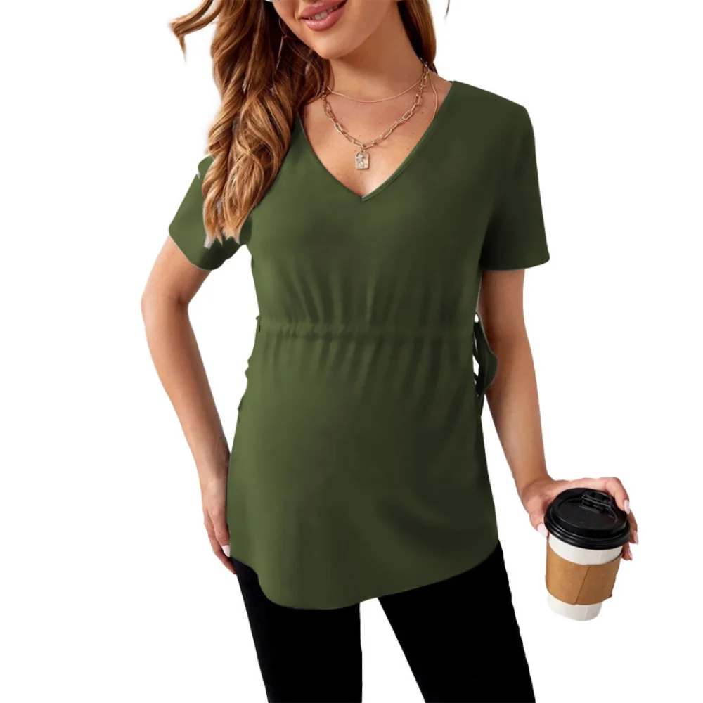 Vrouwen Zwangere Top Korte Mouwen Borstvoeding T-shirt Moederschap Zomer Top Casual Tee Truioverhemd Vrouwelijke Kleding