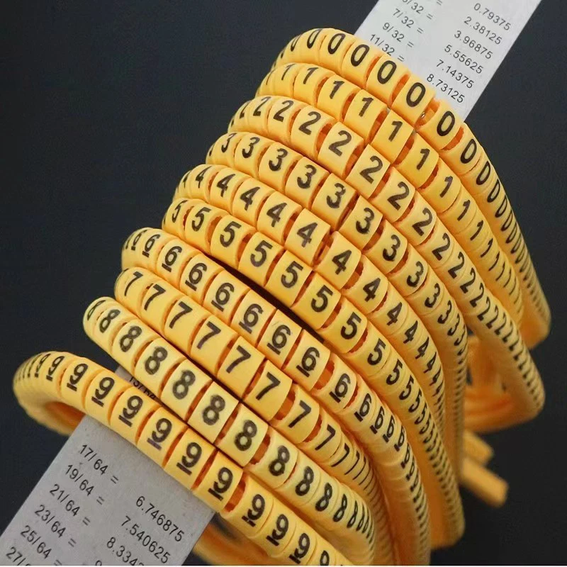 500pcs Yellow Digital Wire Markers EC-0 to EC-4, Pipeline Number Tubes, Cable Labels 0-9 for Network Line Identification, Coding