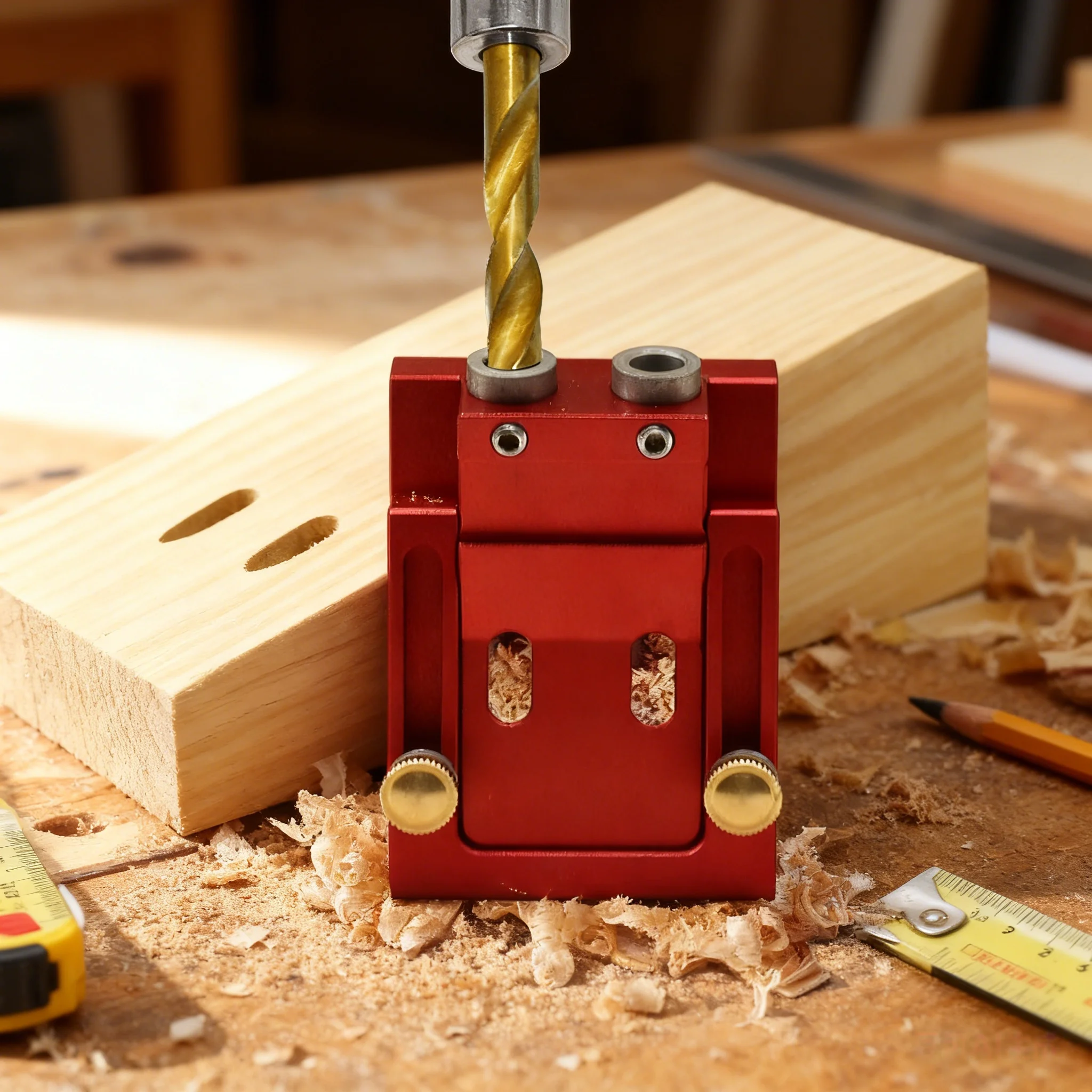 Woodworking 9mm Oblique Pocket Hole Locator Drill Guide Set Aluminium Alloy Wood Splicing Tools for Joinery & Carpenter Tools