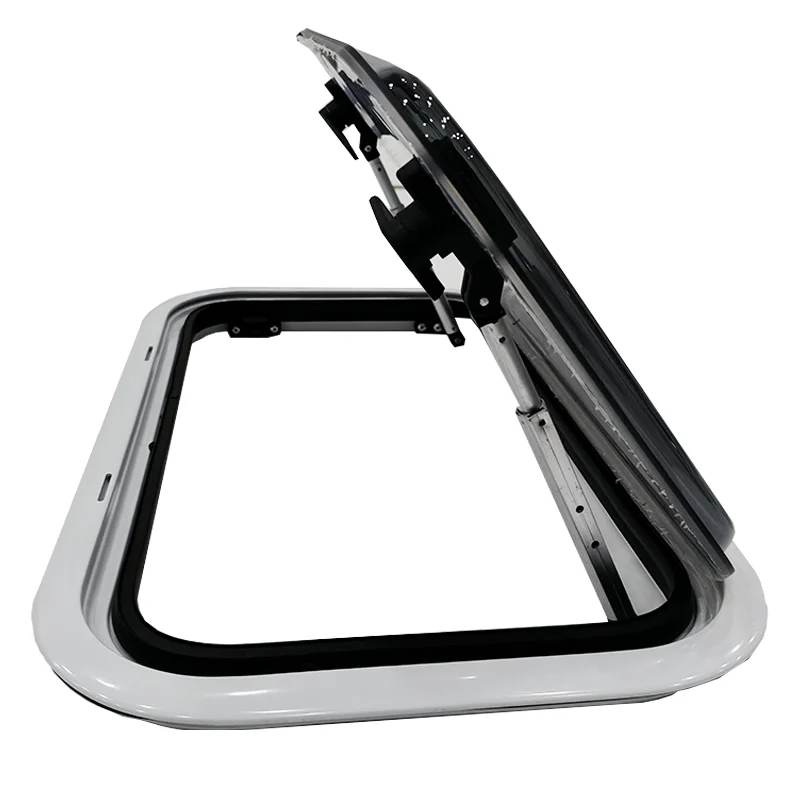 387x336mm White Aluminum Frame Double-layer Hollow Acrylic Window Anti-insect RV Caravan Ventilation Windows with Curtain