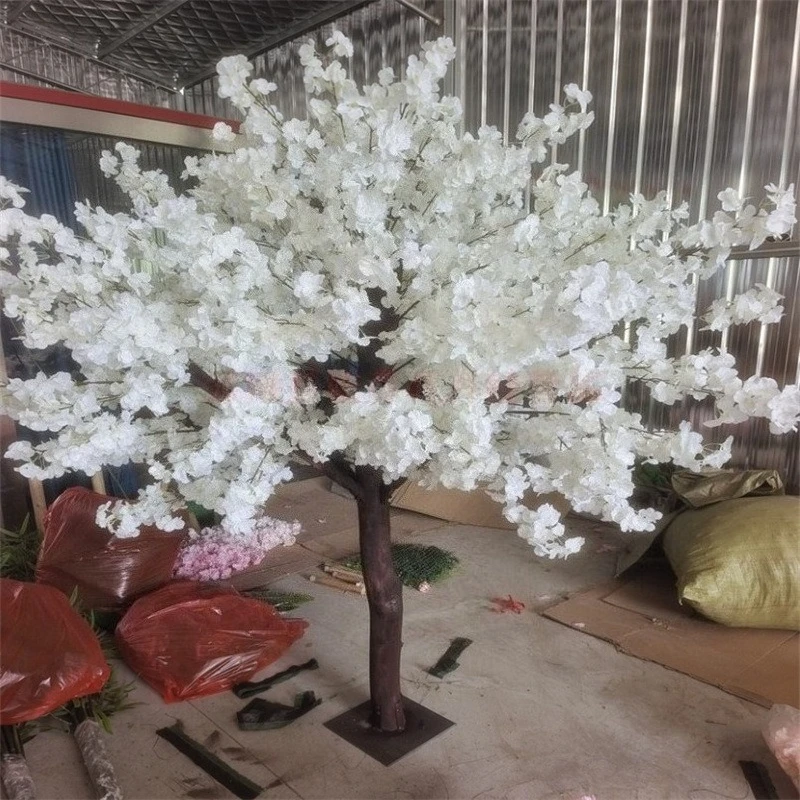 Simulation white cherry tree fake tree net red background interior decoration floor large wishing peach tree