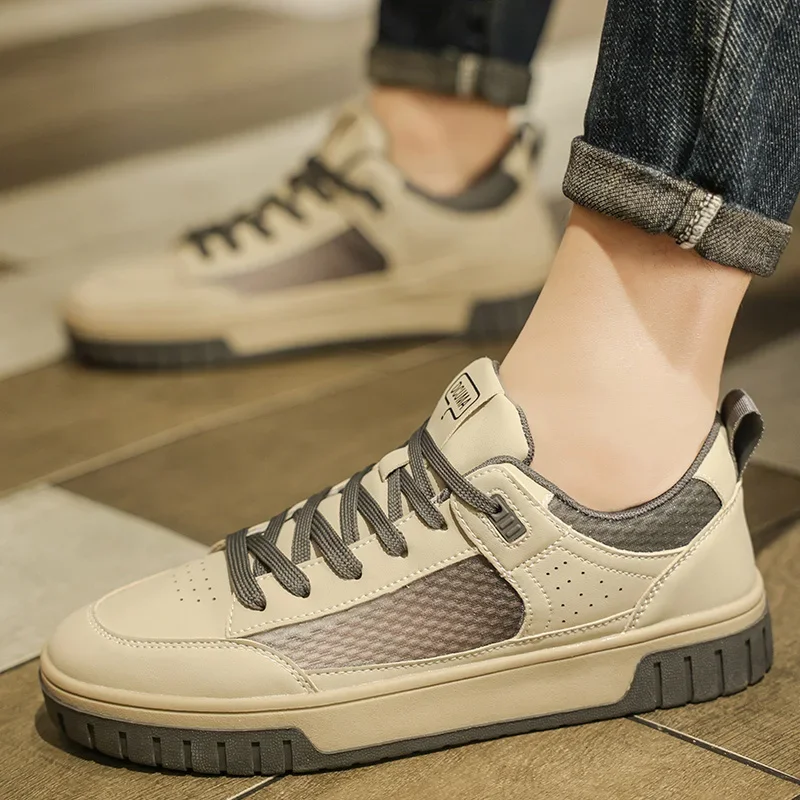 Zapatos vulcanizados para hombre, zapatillas planas informales con cordones, antideslizantes, cómodas, combinan con todo, tendencia de moda, primavera, 2024