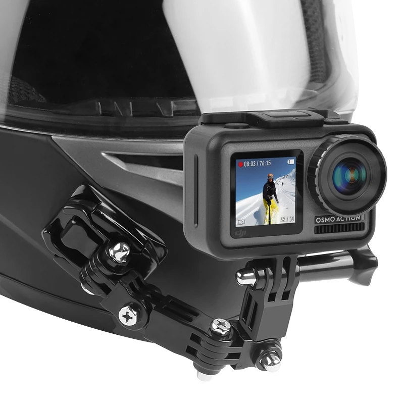 Cycling Helmet Adhesive Multi-Joint Arm Fixed Mount Set with J-Hook Buckle Mount & Adapter & Screw for Action Cameras