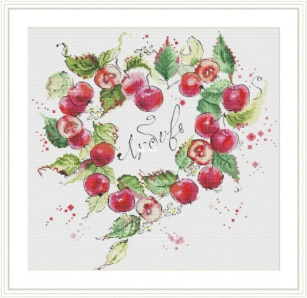 House Needlework Kit  Cross stich unPainting Set Cross Stitch Kits Cross-stitch Embroidery Set Stitch 17-apple care wreath 43-42