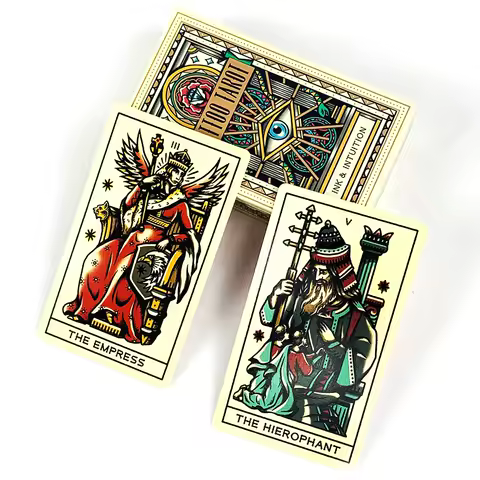 Hot-selling Tattoo Tarot Cards A 78 Tarot Deck PDF Guidebook Future Divination Borad Playing Games Family Gathering Card Game