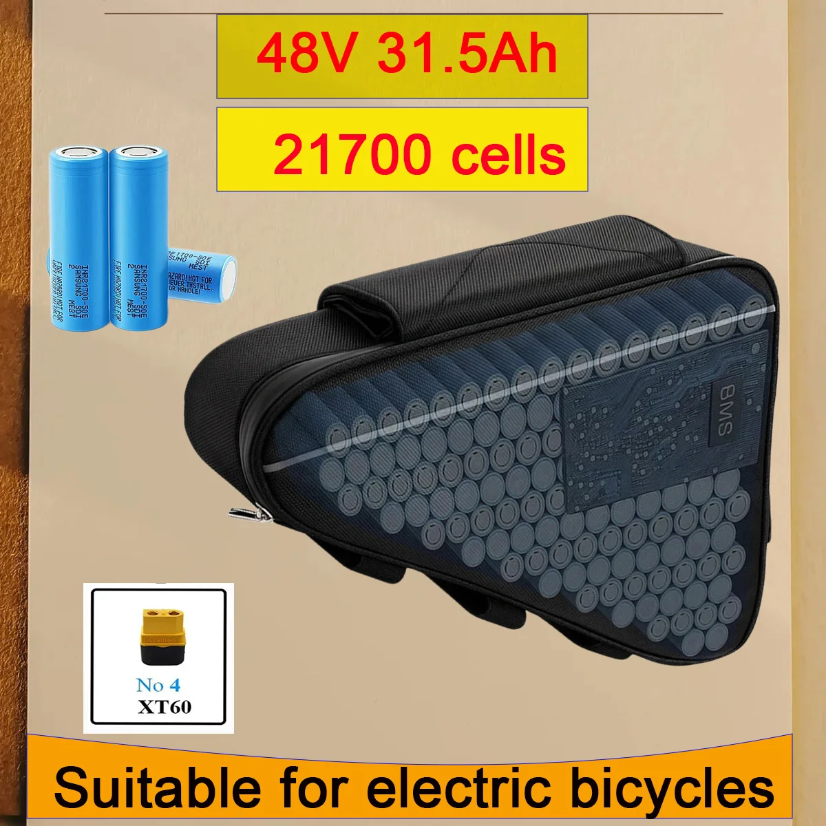 48AH 30AH 48V Triangle Huge Capacity   high quality Pack Built in 50A BMS For 250W-3000W SuperPowerful 21700 batteries+charger