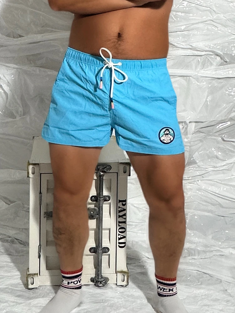 Muscle Bear Men's Oversize Board Shorts Beach Boxers Short Underwear Quick Dry Trunks Sky Blue/Red/Fluorescent Green M L XL XXL